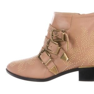 CHLOE Susanna Beige Studded Boot, Size 38